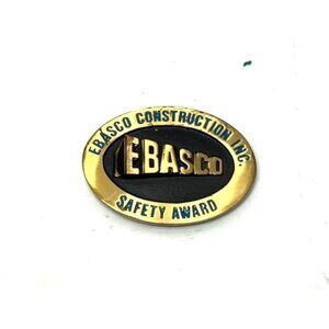 Ebasco Safety Award Construction DynaBuckle Solid Brass Belt Buckle Vintage Rare